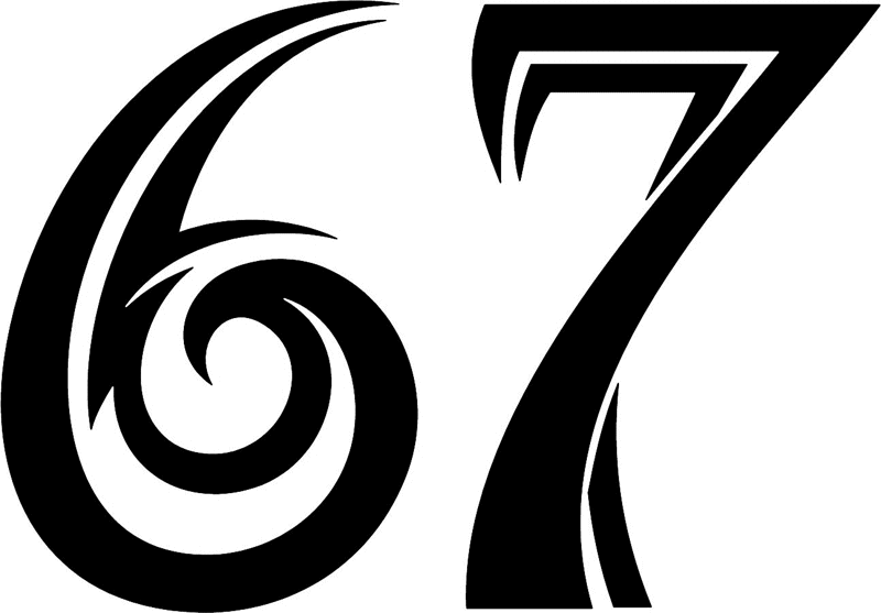 tnorigin_67 Tribal Racing Numbers Graphic Flame Decal