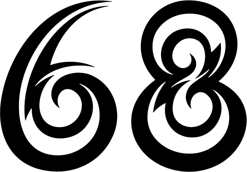 tnorigin_68 Tribal Racing Numbers Graphic Flame Decal