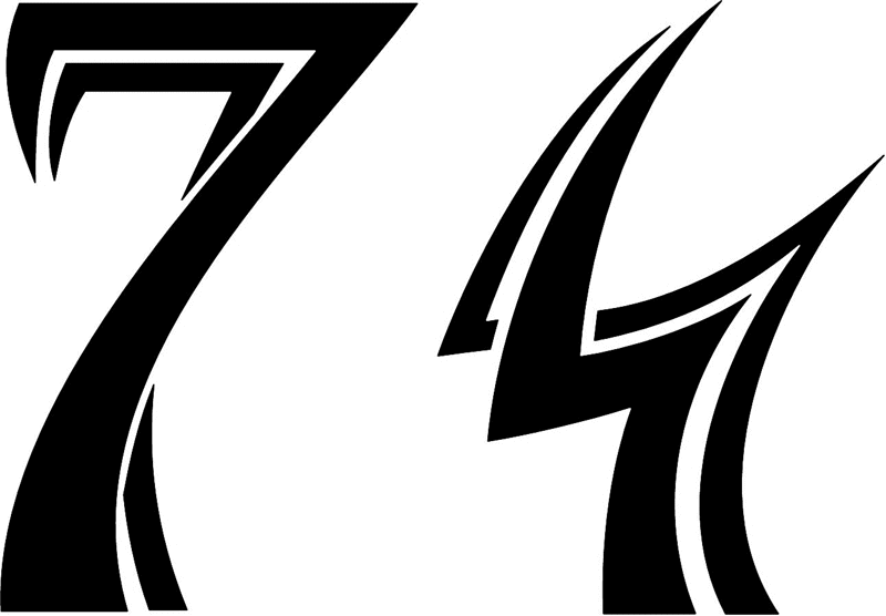 tnorigin_74 Tribal Racing Numbers Graphic Flame Decal