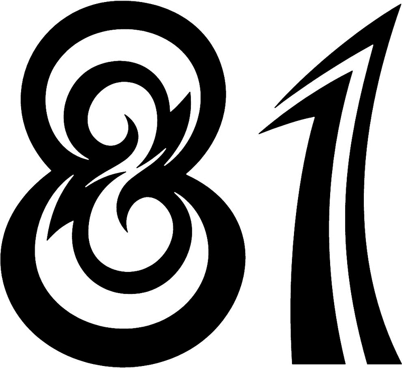 tnorigin_81 Tribal Racing Numbers Graphic Flame Decal