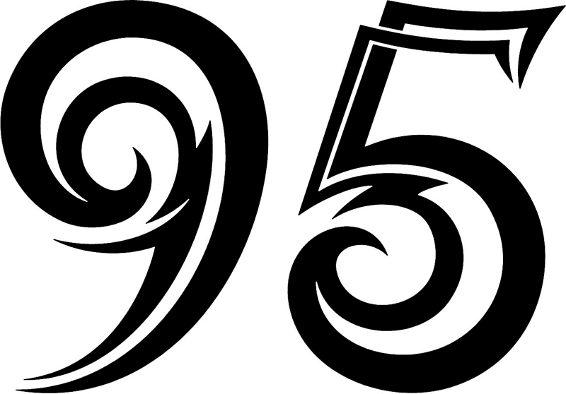 tnorigin_95 Tribal Racing Numbers Graphic Flame Decal